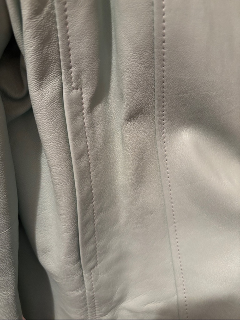Pamela McCoy Mint Green Leather Zip Jacket - Picture 5 of 9